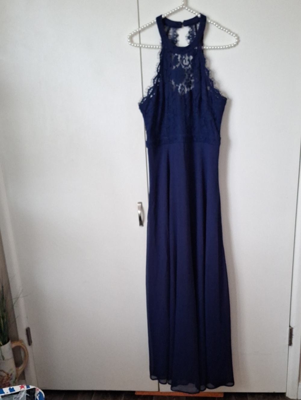 Lulu's Navy Lace Halter Maxi Dress